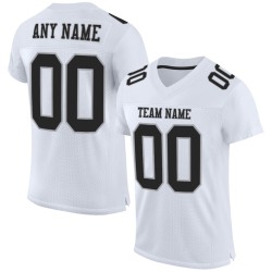 Maillot de football authentique personnalisé en maille blanc, noir et gris
