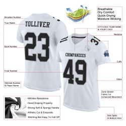 Maillot de football authentique personnalisé en maille blanc, noir et gris Maillot de football authentique personnalisé en maille blanc, noir et gris
