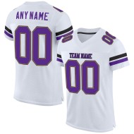 Maillot de football authentique personnalisé en maille blanc violet et vieil or